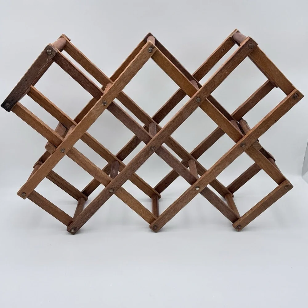 Wood Accordion Wall Rack 15 Hook Expandable Wall Mounted Hanger Retro Grannycore